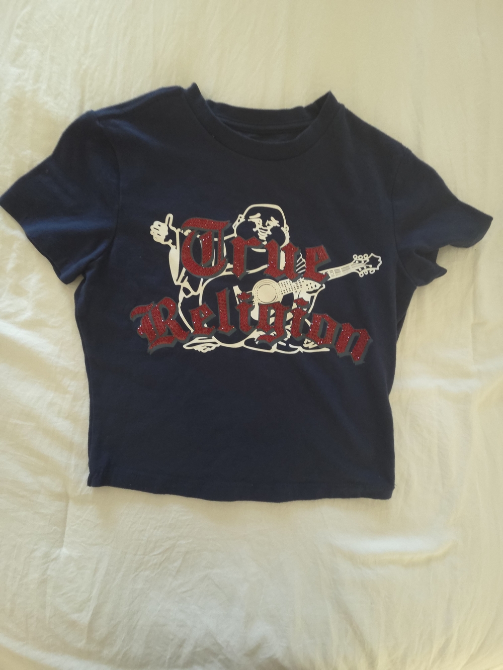 True Religion Navy Tee with Red and White Logo